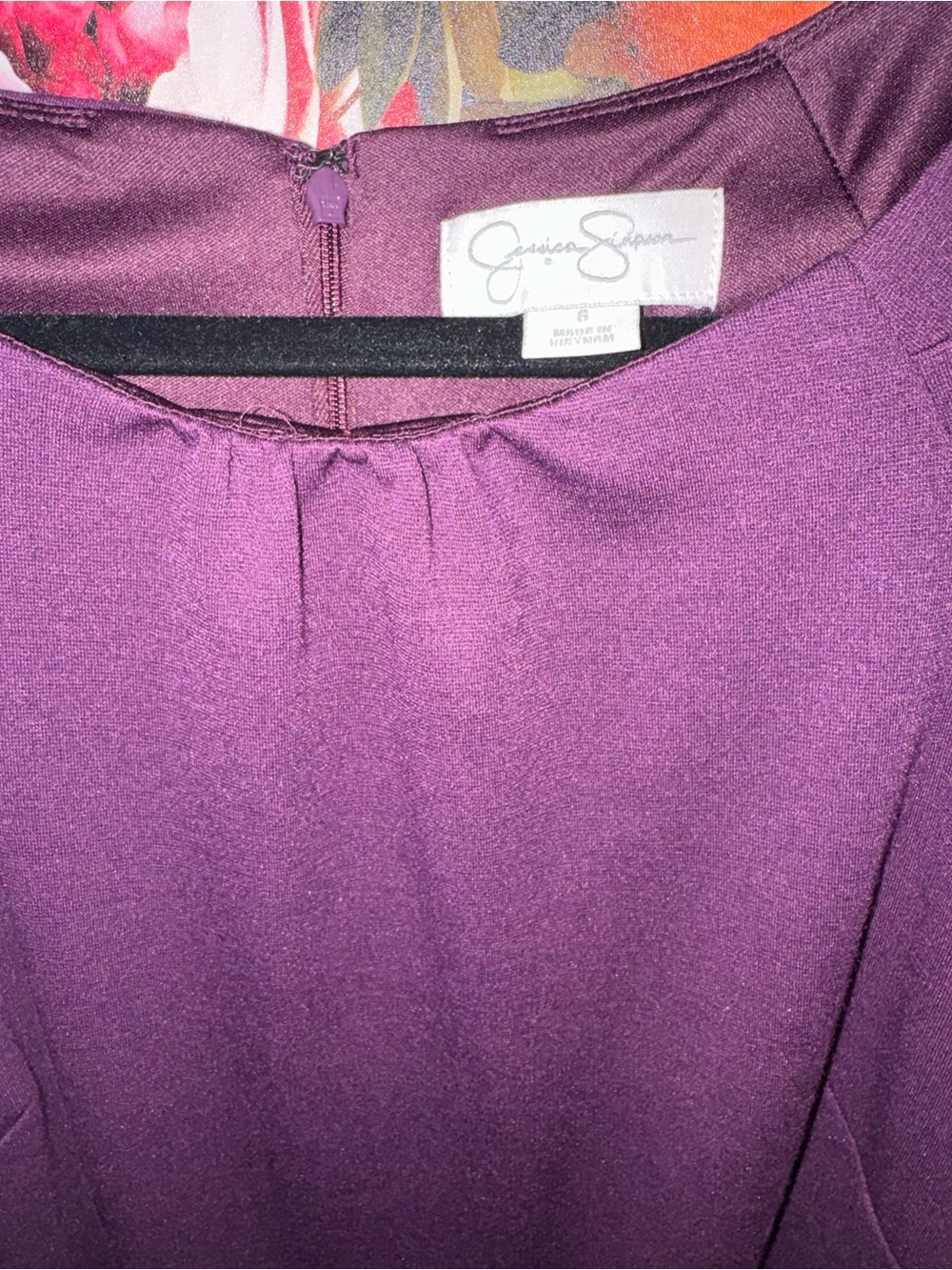 Jessica Simpson Plum Puff Sleeve Midi Dress, Size 6 - Picture 8 of 15